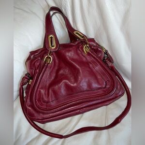 Chloe Paraty Burgundy Leather Shoulder Bag